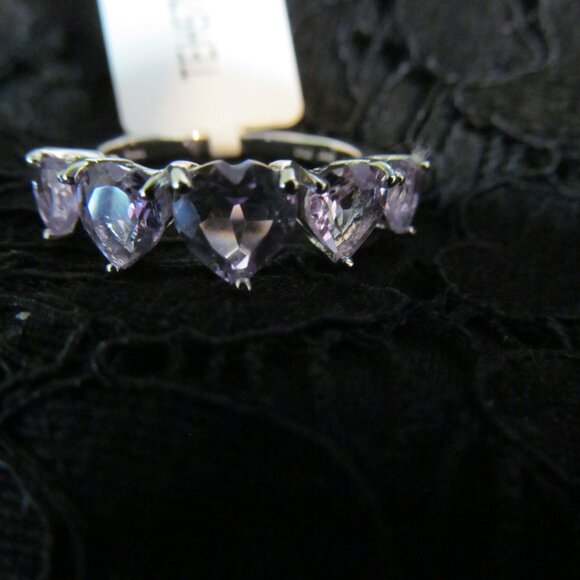 Heart Shaped Brazilian Amethyst Sterling Silver ring Size 6 New in Pkg - Picture 3 of 16